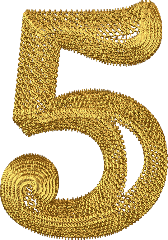 Symbol made of gold dollar signs. number 5
