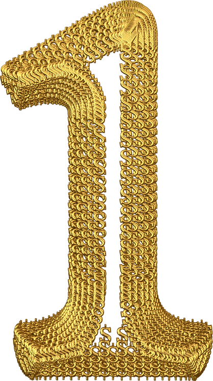 Symbol made of gold dollar signs. number 1