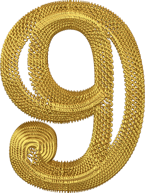 Symbol made of gold dollar signs. number 9
