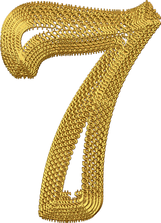 Symbol made of gold dollar signs. number 7