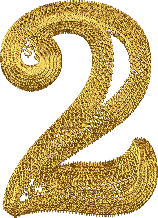 Symbol made of gold dollar signs. number 2